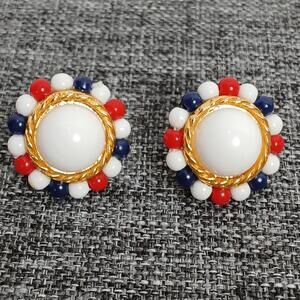 Vintage Nautical Clip-On Earrings Unperced Ears Preppy, Retro Cruise 80s-90s